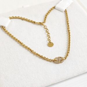 (SOLD) genuine (like-new) Dior CD navy rhinestones necklace