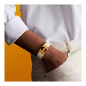 (SOLD) genuine pre-owned Hermès clic clac H bracelet – white GHW