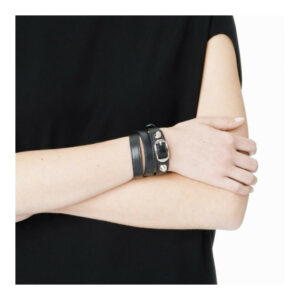 genuine (almost-new) Balenciaga triple tour leather bracelet – grey