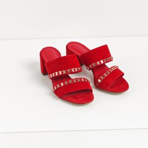 genuine (like-new) Ferragamo “trabia” red suede sandals (US 7)