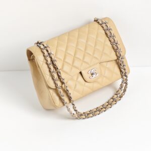 (SOLD) genuine pre-owned Chanel jumbo classic flap – beige caviar