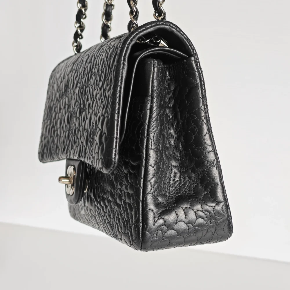 (Unavailable) genuine (like-new) Chanel medium classic flap - camellia lace quilt lambskin - Image 8