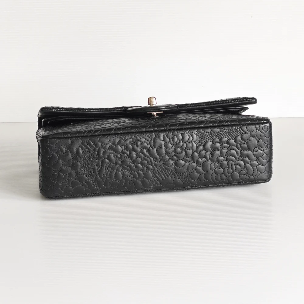 (Unavailable) genuine (like-new) Chanel medium classic flap - camellia lace quilt lambskin - Image 13