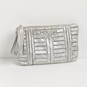 (Unavailable) genuine (like-new) Anya Hindmarch neeson woven tassel clutch – silver