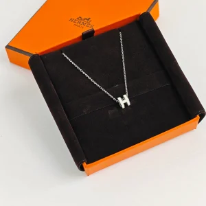 genuine (NEW) Hermès mini pop H necklace (white + palladium)