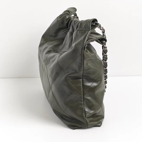 (Unavailable) genuine (like-new) Chanel medium 22 bag - khaki green - Image 6
