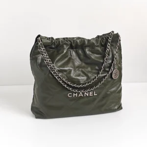 (Unavailable) genuine (like-new) Chanel medium 22 bag – khaki green