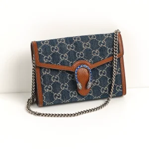 genuine (like-new) Gucci denim GG dionysus clutch on chain