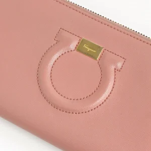 genuine pre-owned Ferragamo calfskin long zip wallet