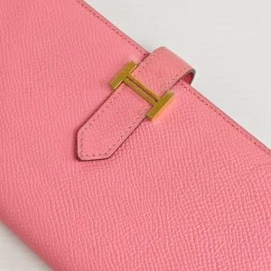 genuine pre-owned Hermès bearn wallet – rose confetti