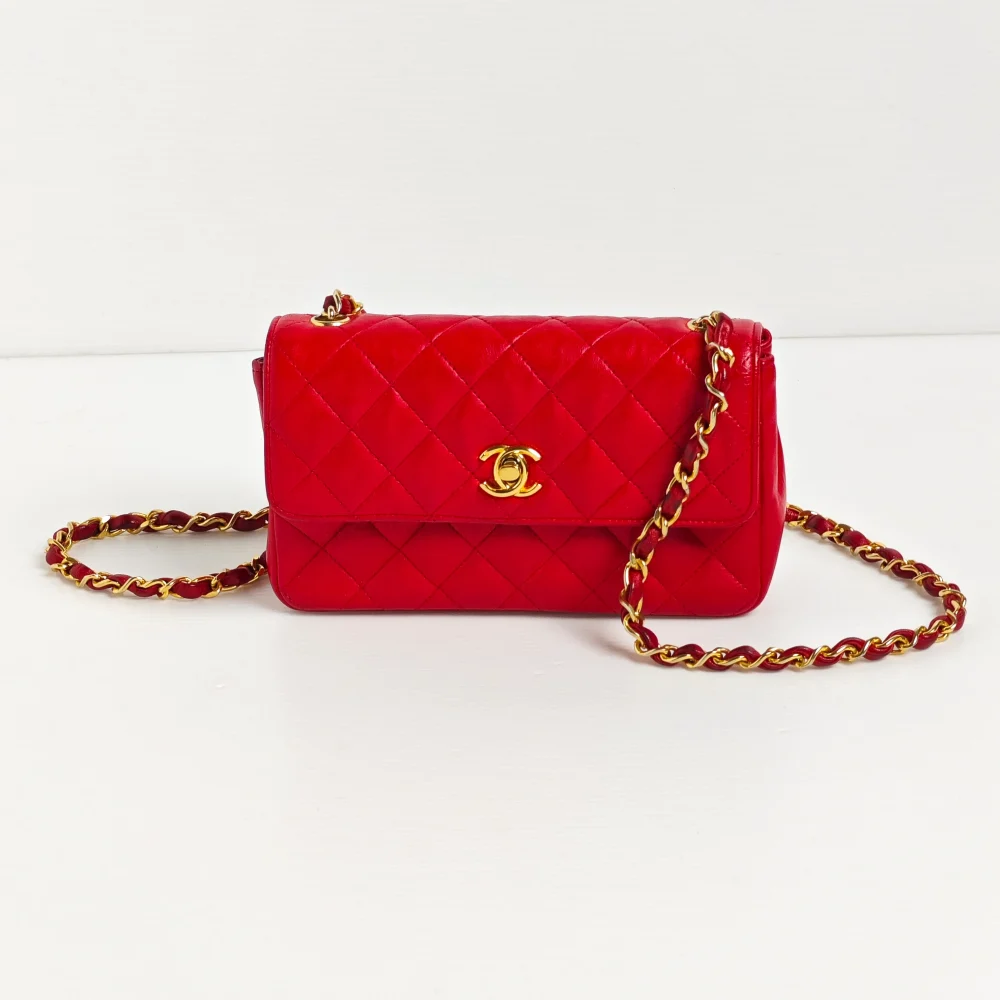 (Unavailable) genuine pre-owned Chanel vintage red mini flap - Image 3