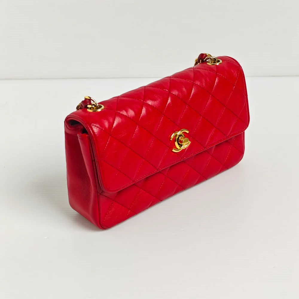 (Unavailable) genuine pre-owned Chanel vintage red mini flap - Image 4