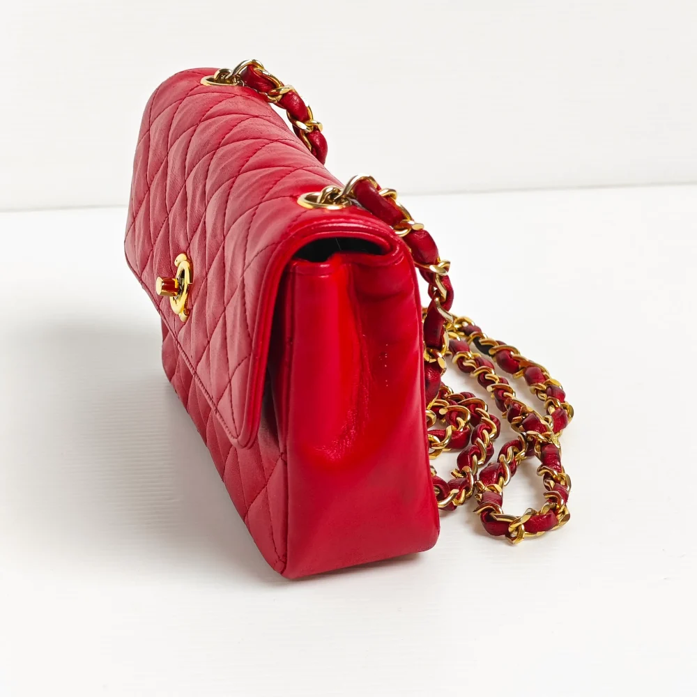(Unavailable) genuine pre-owned Chanel vintage red mini flap - Image 6