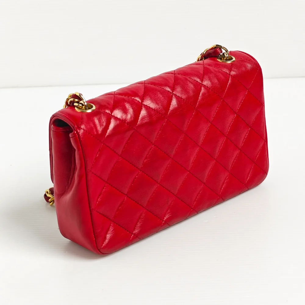 (Unavailable) genuine pre-owned Chanel vintage red mini flap - Image 7