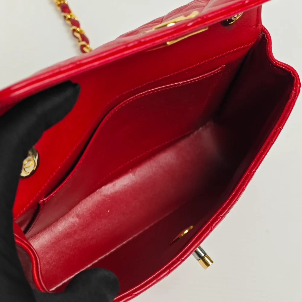 (Unavailable) genuine pre-owned Chanel vintage red mini flap - Image 10