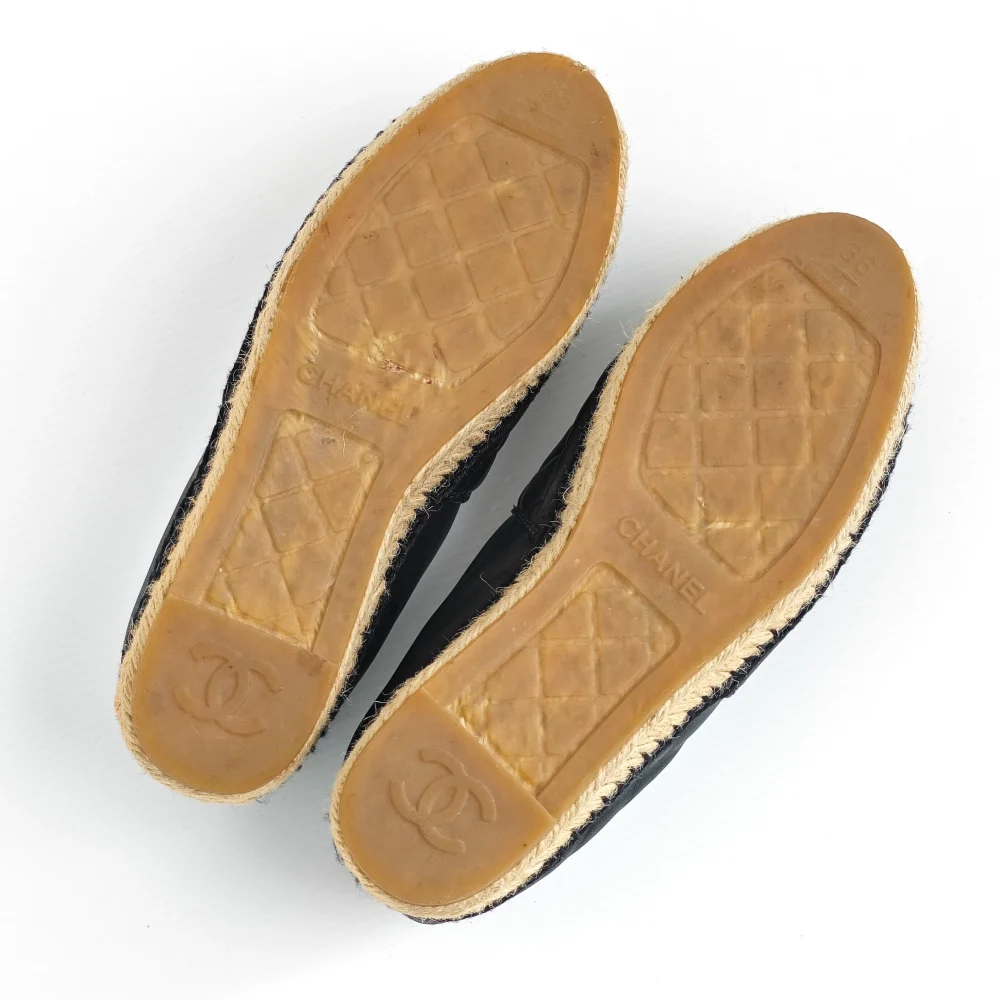 genuine pre-owned Chanel black leather espadrilles (36) - Image 6