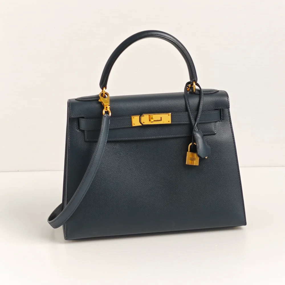 genuine pre-owned Hermès vintage sellier kelly 28 - indigo