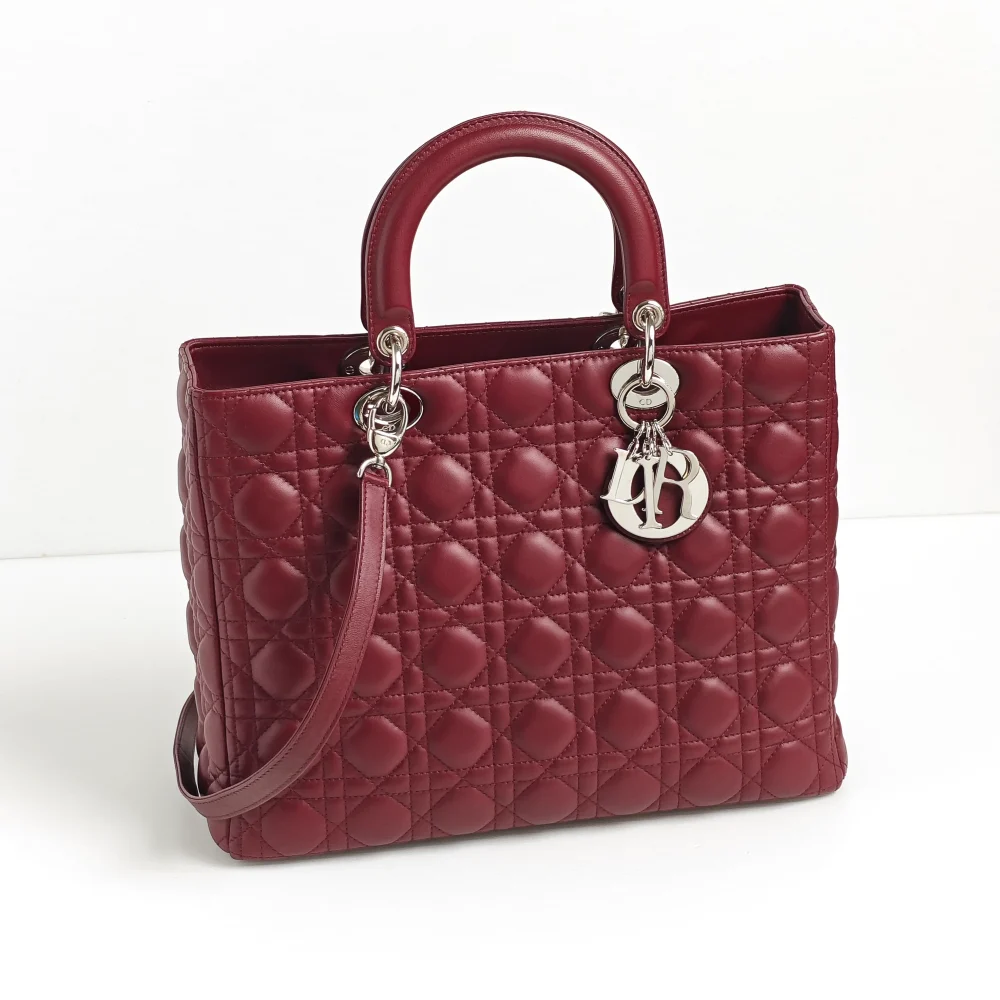 genuine (almost-new) Dior large Lady Dior - burgundy