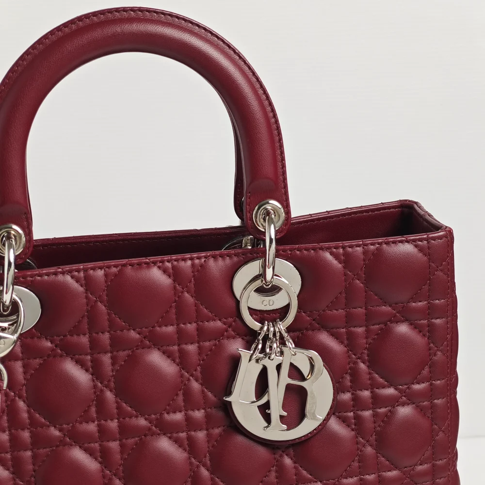 genuine (almost-new) Dior large Lady Dior - burgundy - Image 6