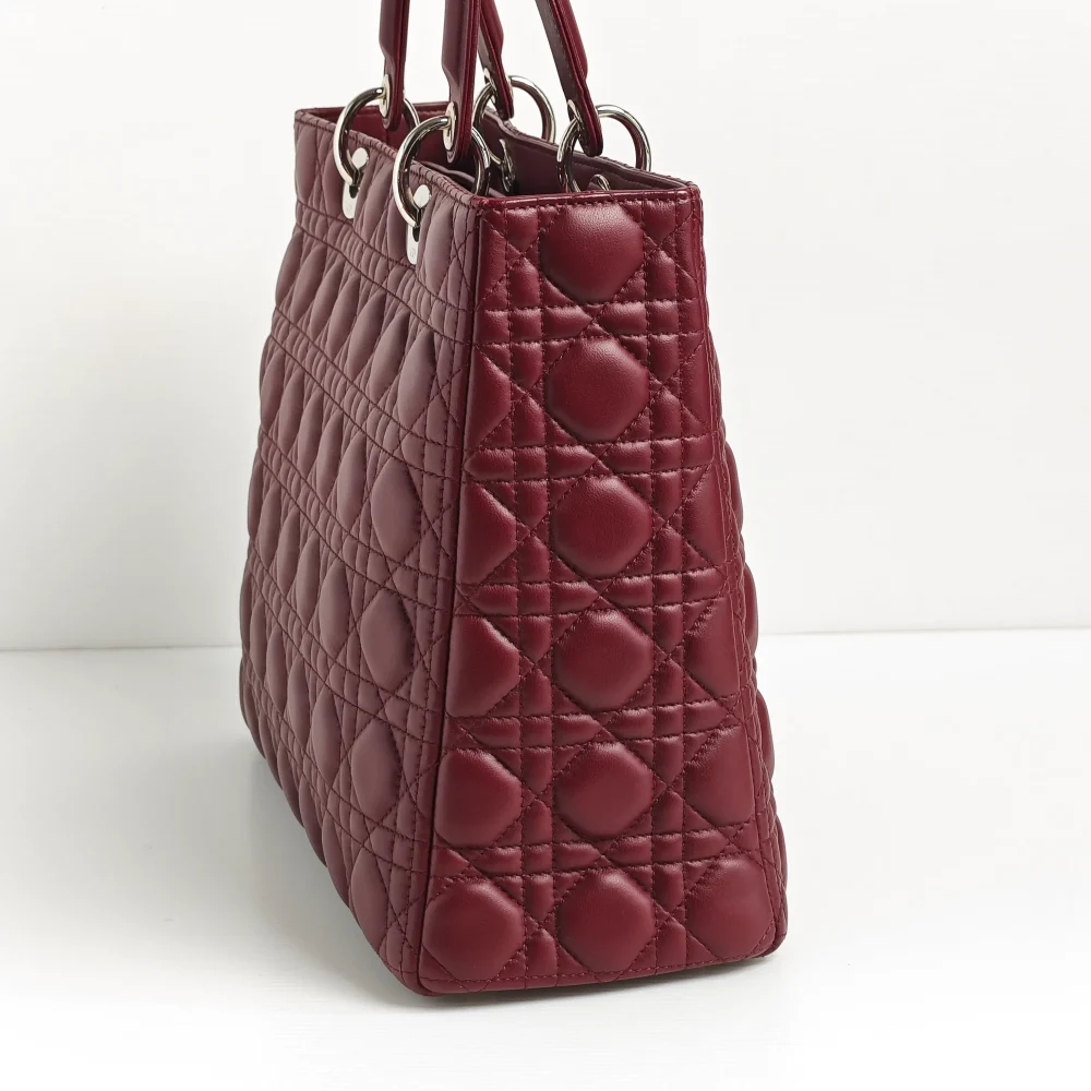genuine (almost-new) Dior large Lady Dior - burgundy - Image 8