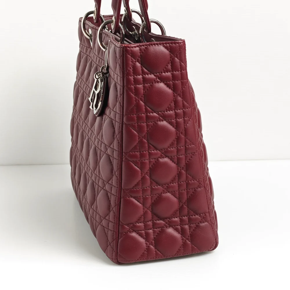 genuine (almost-new) Dior large Lady Dior - burgundy - Image 9