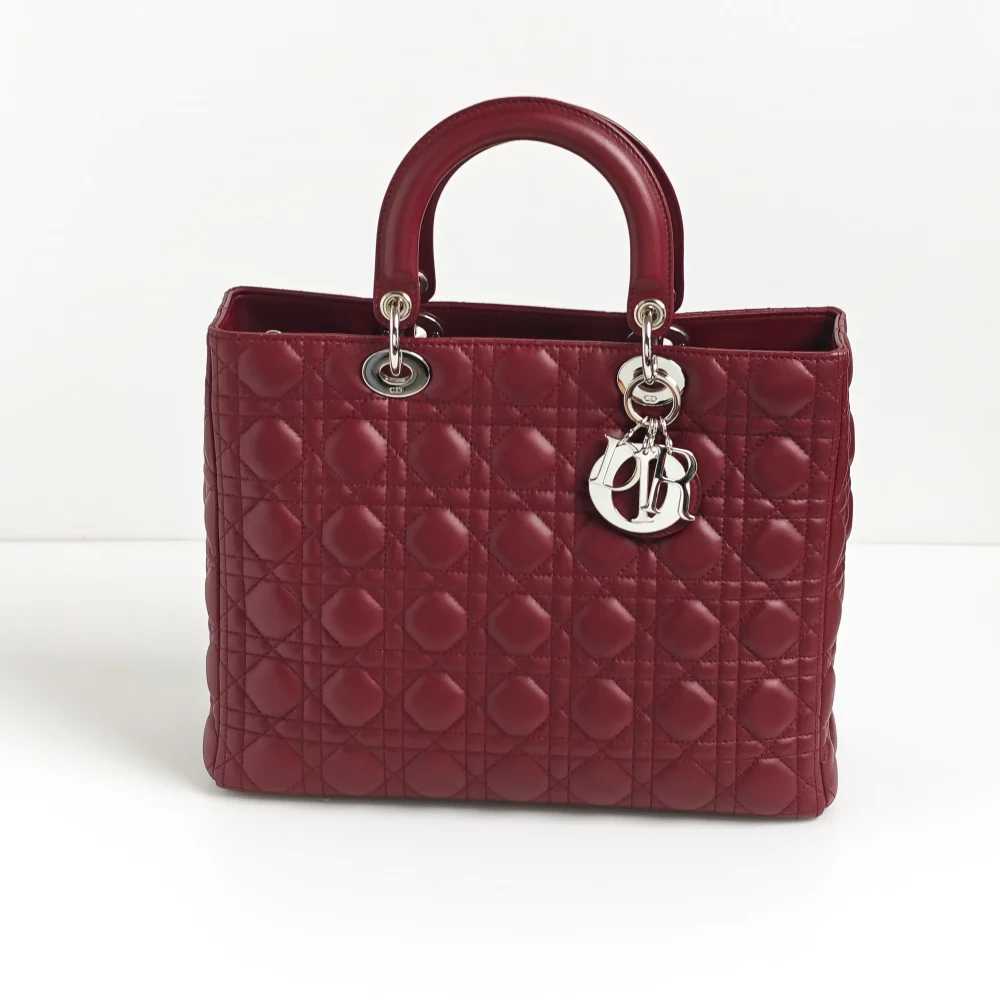 genuine (almost-new) Dior large Lady Dior - burgundy - Image 7