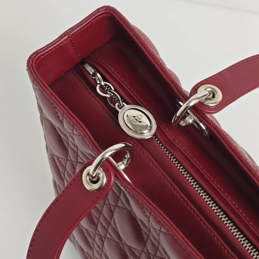 genuine (almost-new) Dior large Lady Dior - burgundy - Image 12