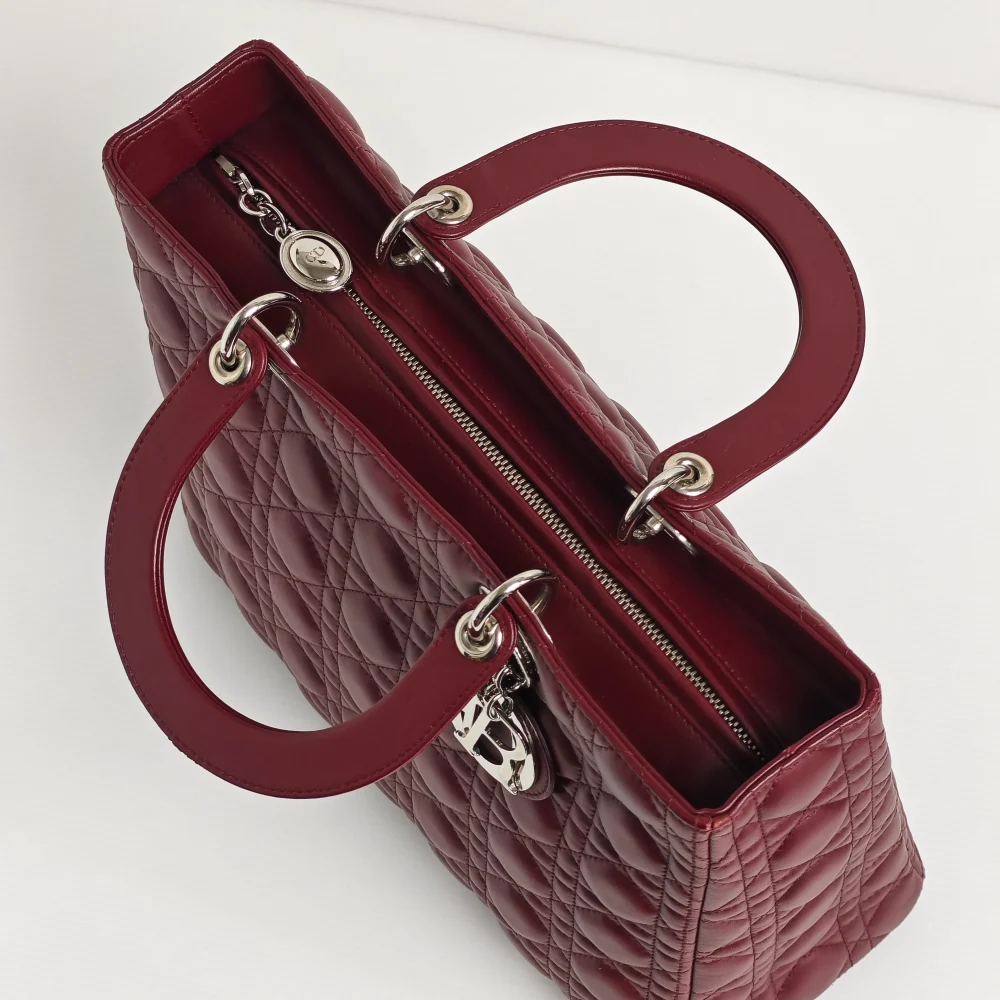 genuine (almost-new) Dior large Lady Dior - burgundy - Image 11