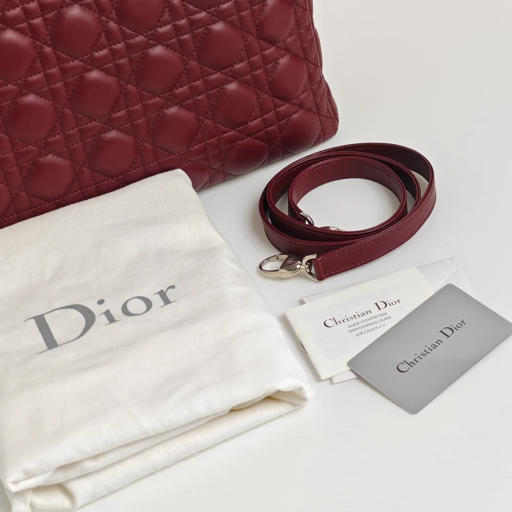 genuine (almost-new) Dior large Lady Dior - burgundy - Image 15