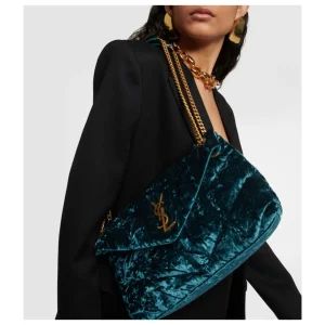 genuine (almost-new) YSL green velvet small puffer