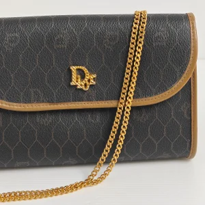 genuine pre-owned Dior vintage honeycomb chain clutch