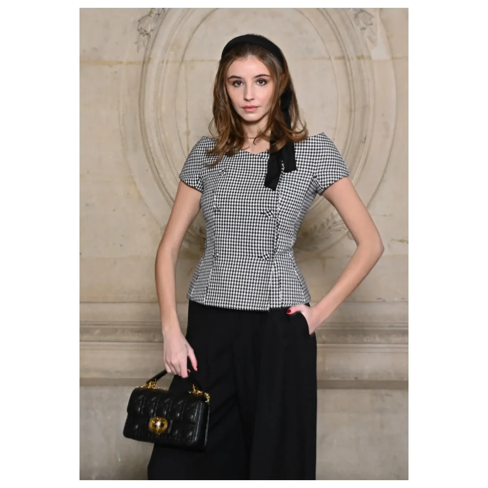 genuine pre-owned Dior houndstooth wool top (size 38) - Image 2