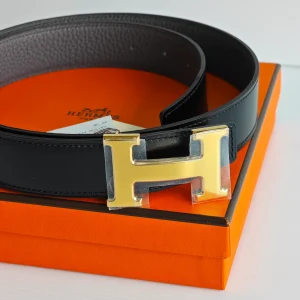 genuine (NEW) Hermès H belt 32mm (size 90) – black + etain