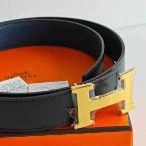 genuine (NEW) Hermès H belt 32mm (size 90) – black + bleu de prusse