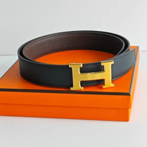 genuine (NEW) Hermès H belt 32mm (size 90) – black + chocolat