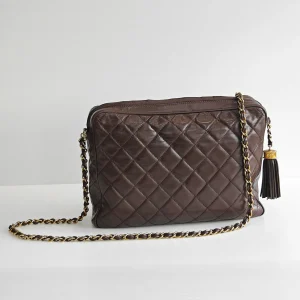 genuine pre-owned Chanel 1986 vintage tassel camera bag