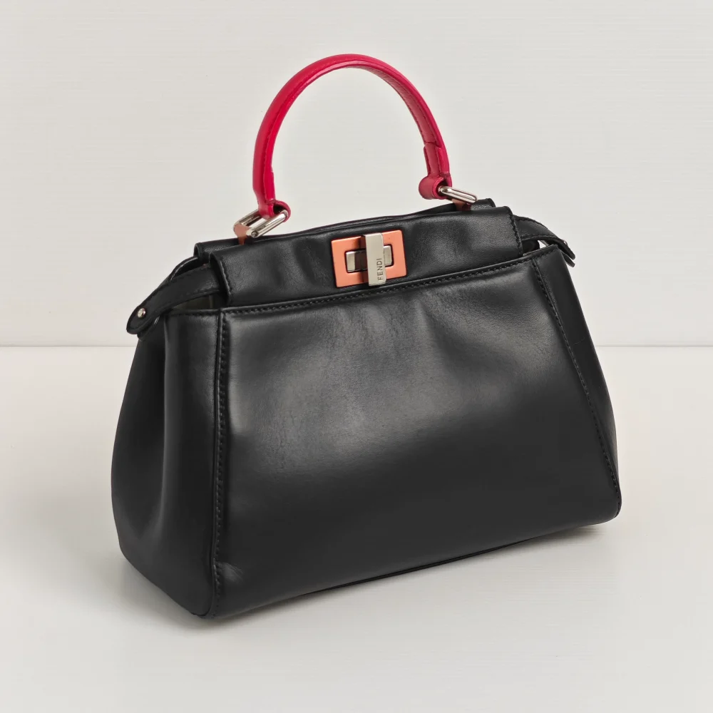 genuine pre-owned Fendi mini peekaboo - black + fuchsia - Image 8