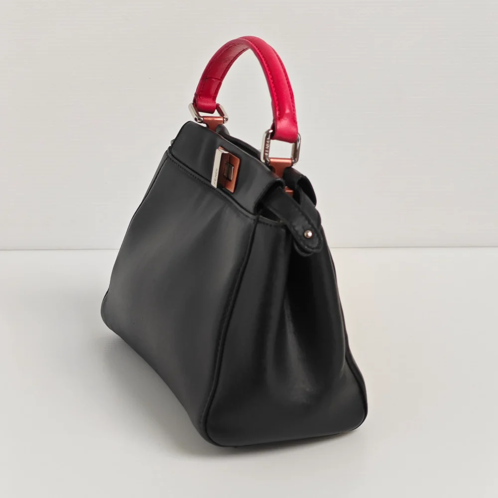 genuine pre-owned Fendi mini peekaboo - black + fuchsia - Image 7