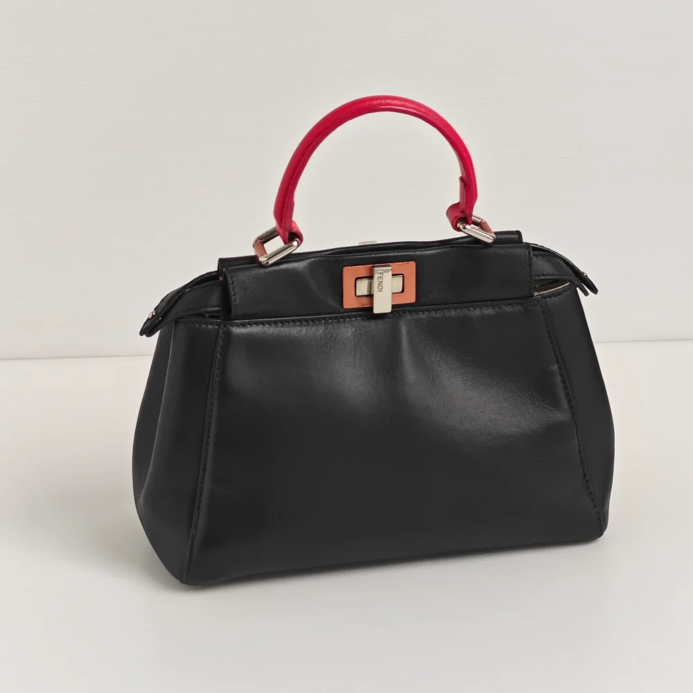 genuine pre-owned Fendi mini peekaboo - black + fuchsia - Image 4