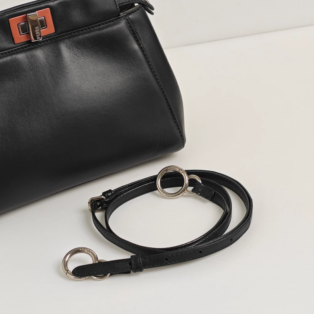 genuine pre-owned Fendi mini peekaboo - black + fuchsia - Image 10