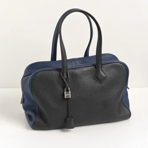 genuine pre-owned Hermès victoria 35 – plomb + bleu de malte