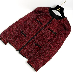 genuine pre-owned Chanel red & black fantasy tweed jacket (size 36)