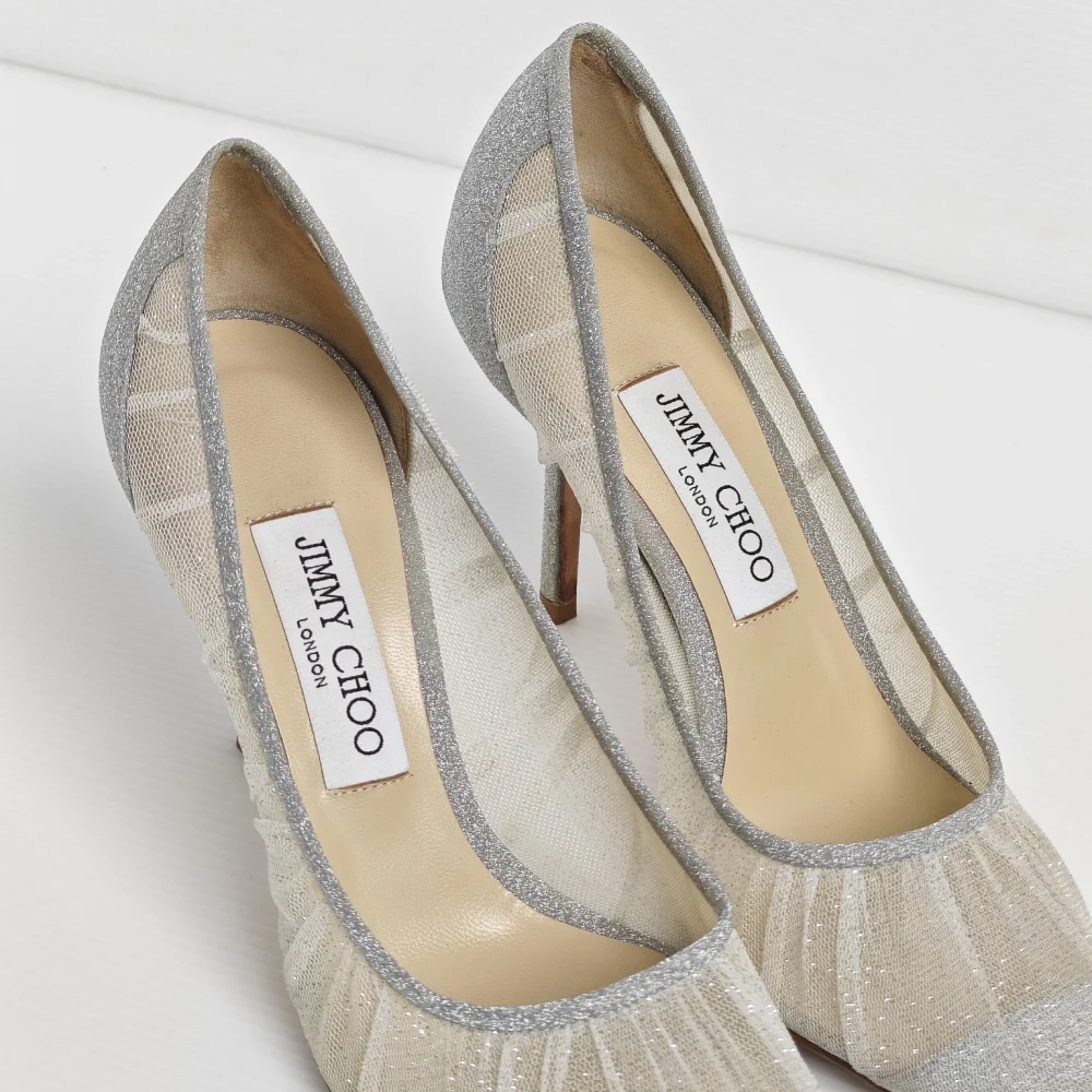 genuine (like-new) Jimmy Choo "love" glitter tulle pumps (38) - Image 6