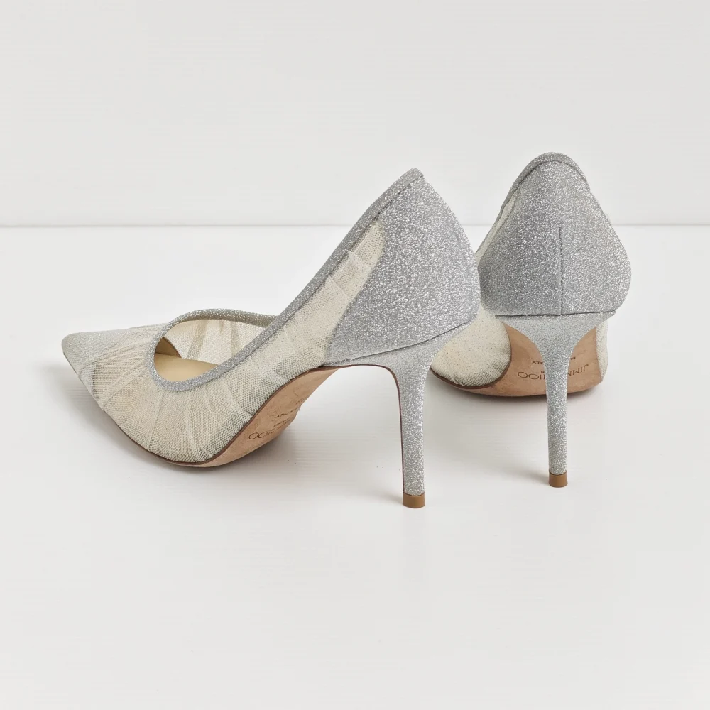genuine (like-new) Jimmy Choo "love" glitter tulle pumps (38) - Image 7