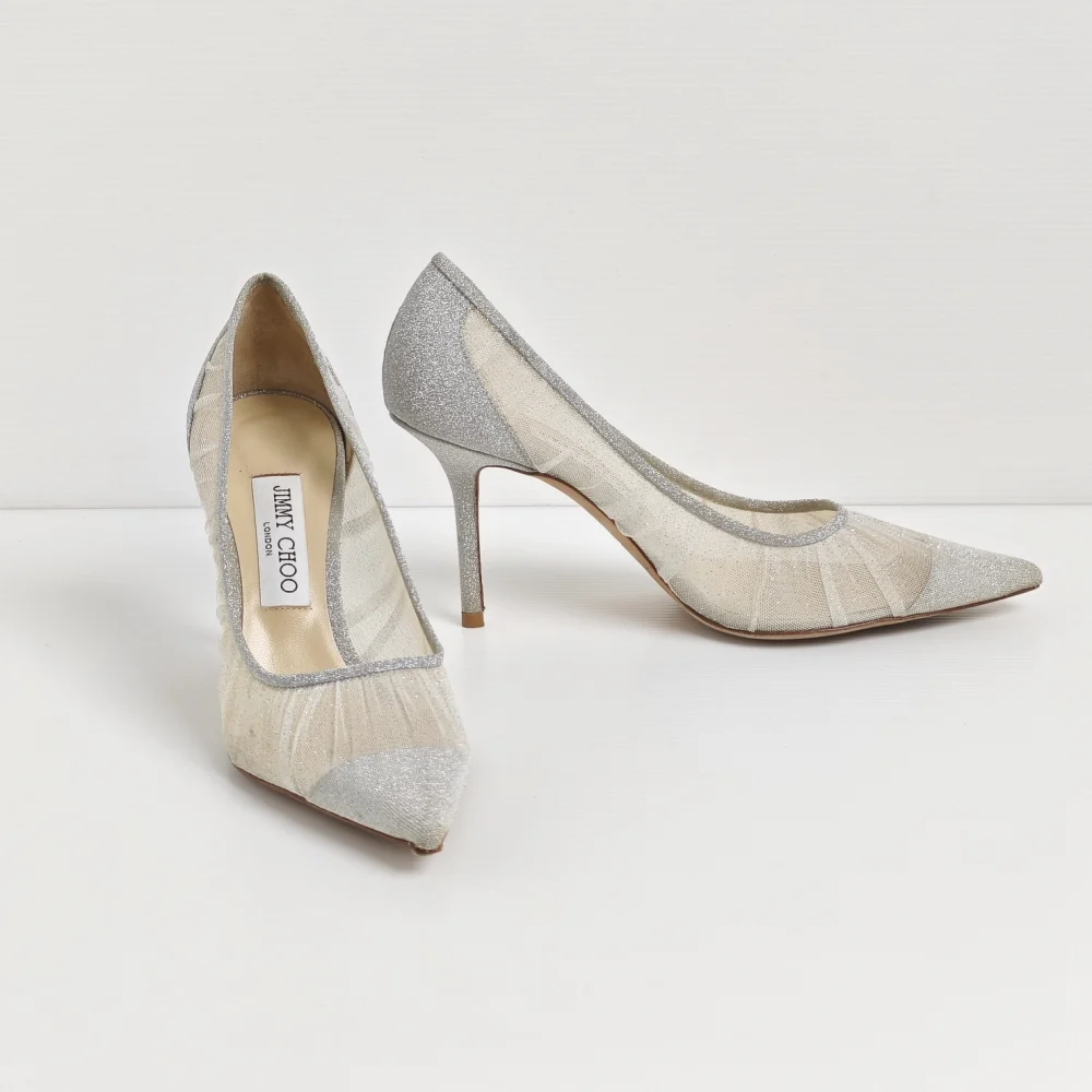 genuine (like-new) Jimmy Choo "love" glitter tulle pumps (38) - Image 5