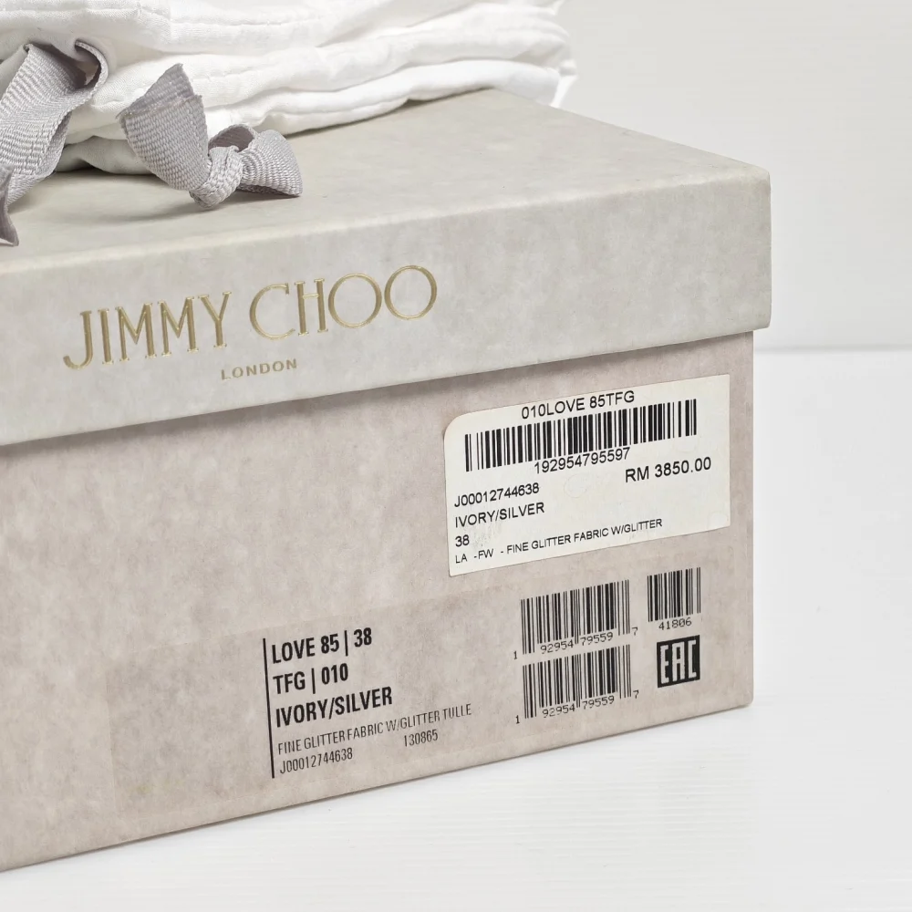 genuine (like-new) Jimmy Choo "love" glitter tulle pumps (38) - Image 9