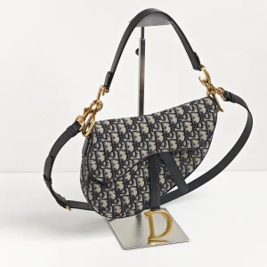 genuine (like-new) Dior medium oblique saddle bag with strap
