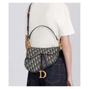 genuine (like-new) Dior medium oblique saddle bag with strap