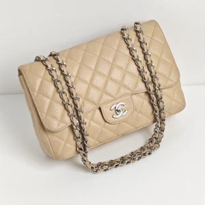 genuine pre-owned Chanel caviar classic jumbo single flap