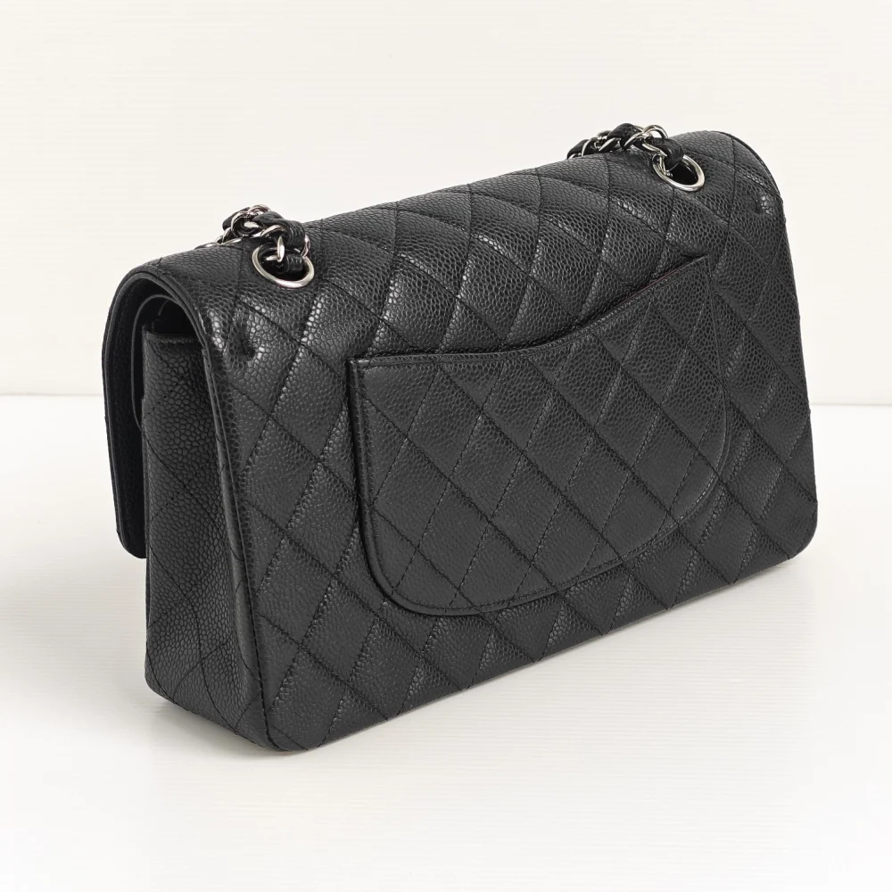 genuine pre-owned Chanel medium classic flap - black caviar shw - Image 10